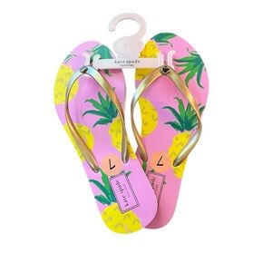 Kate Spade Pink Flip Flops with Pineapple Design